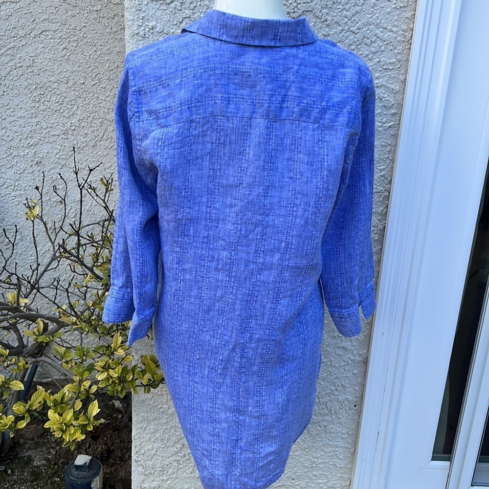 Chico's Chambray Linen Button up Tunic Top Women's Size 0/XS//4-6 - Picture 4 of 9